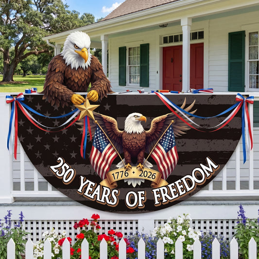 250 Years Of Freedom Bunting Flag, America 250th Birthday Semicircular Flag Banner 1776–2026 Patriotic Bunting