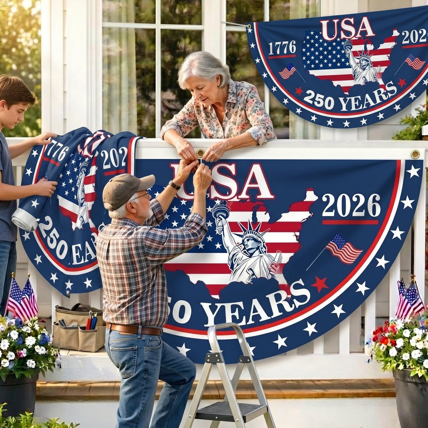 American Flag - America 250th Anniversary Non - Pleated Fan Flag
