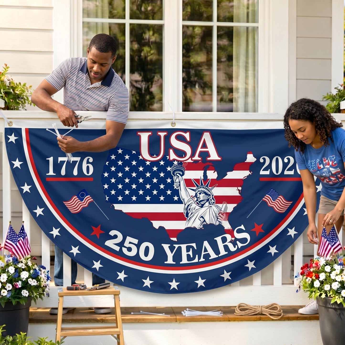 American Flag - America 250th Anniversary Non - Pleated Fan Flag