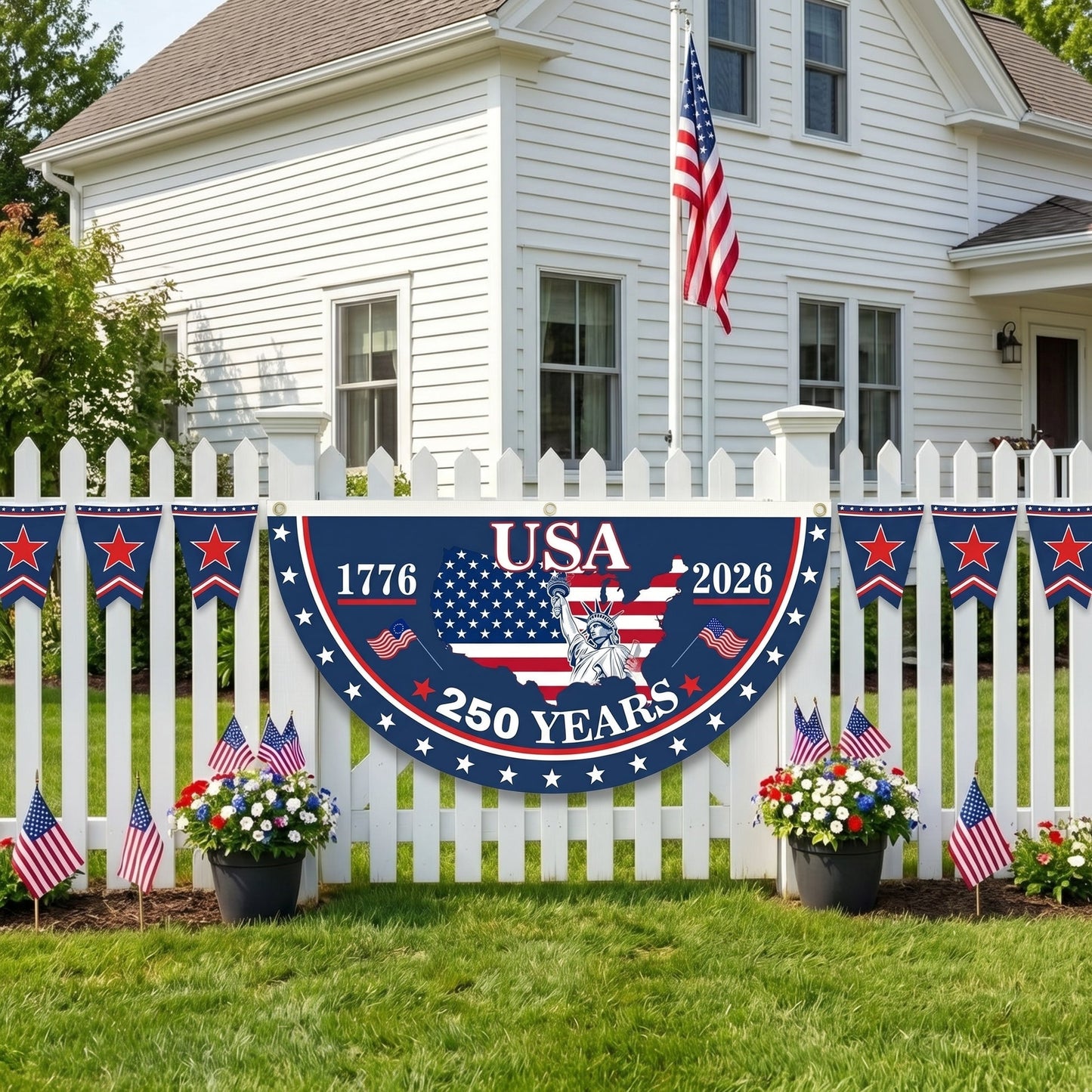 American Flag - America 250th Anniversary Non - Pleated Fan Flag