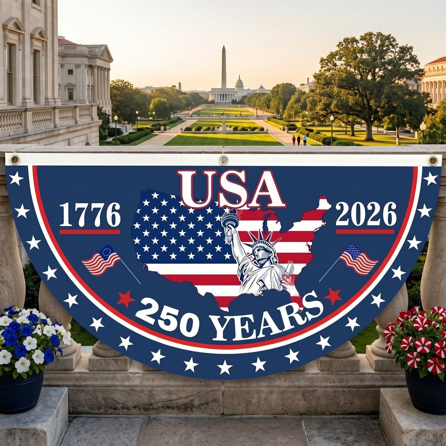 American Flag - America 250th Anniversary Non - Pleated Fan Flag