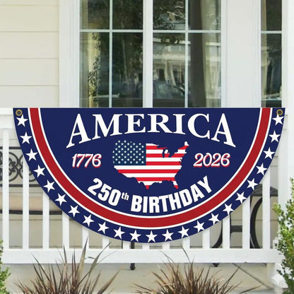 America 250th Birthday Semicircular Flag Banner, 1776–2026 Bunting Flag
