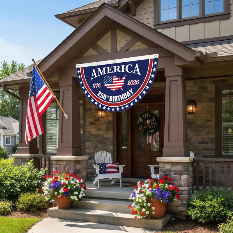 America 250th Birthday Semicircular Flag Banner, 1776–2026 Bunting Flag