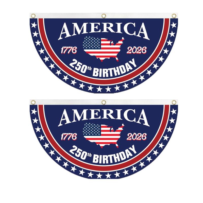 America 250th Birthday Semicircular Flag Banner, 1776–2026 Bunting Flag