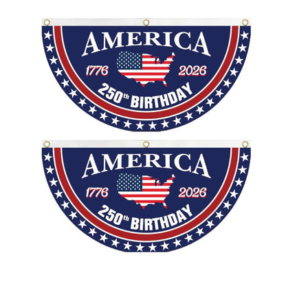 America 250th Birthday Semicircular Flag Banner, 1776–2026 Bunting Flag