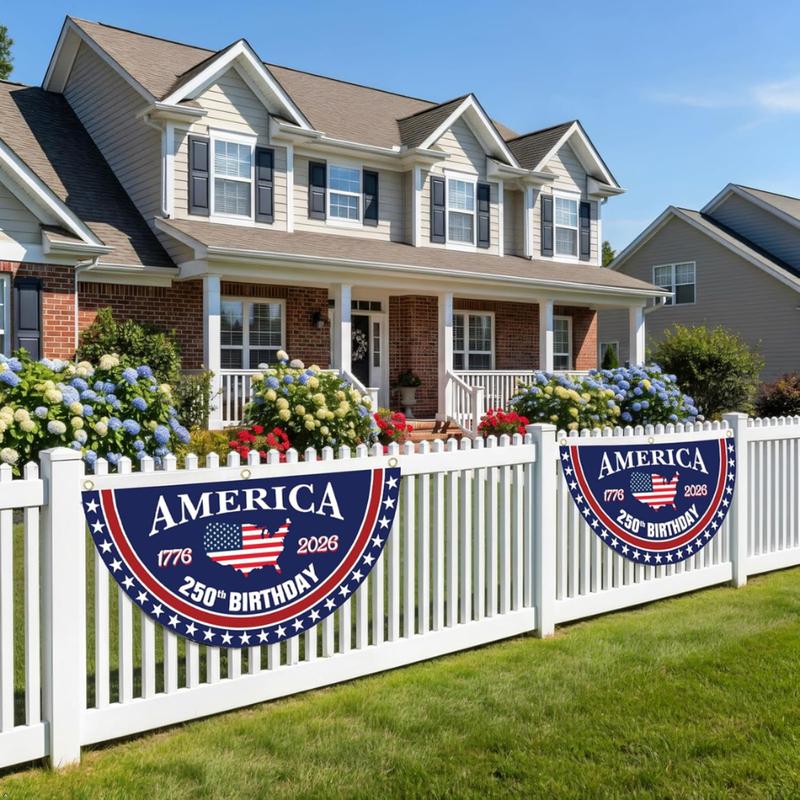 America 250th Birthday Semicircular Flag Banner, 1776–2026 Bunting Flag