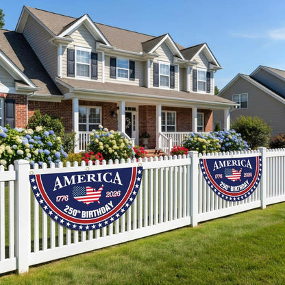 America 250th Birthday Semicircular Flag Banner, 1776–2026 Bunting Flag