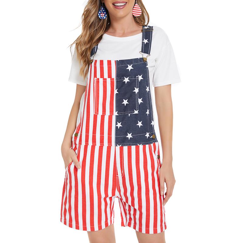 American Flag Overall Shorts – Patriotic 4th of July Denim Romper for Men & Women (250th Anniversary Edition)