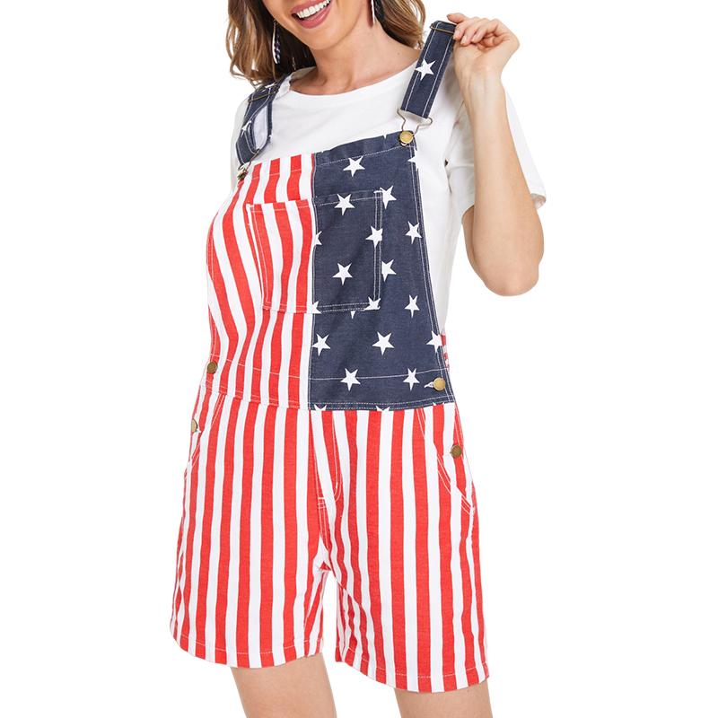 American Flag Overall Shorts – Patriotic 4th of July Denim Romper for Men & Women (250th Anniversary Edition)