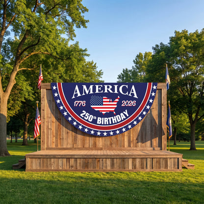 America 250th Birthday Semicircular Flag Banner, 1776–2026 Bunting Flag