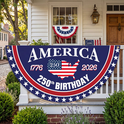 America 250th Birthday Semicircular Flag Banner, 1776–2026 Bunting Flag